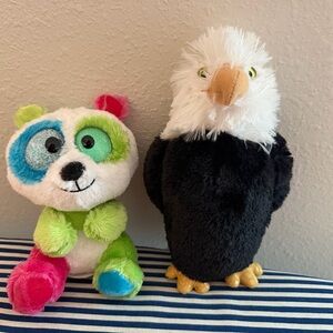 Colorful Plush Panda and Eagle Toy Duo animal toys set1